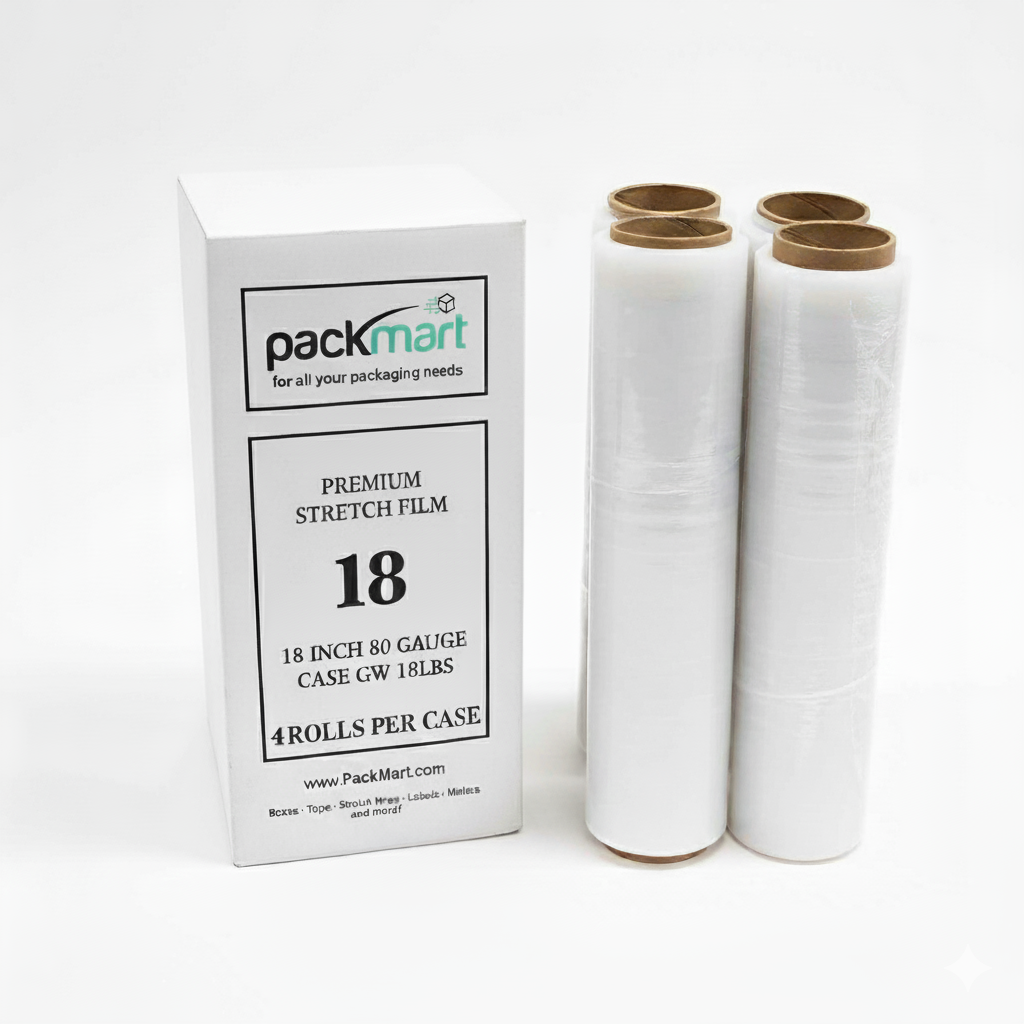 18" 80 Gauge Stretch Film - 4 Rolls / Case